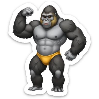 gorilla standing and banging on his chest sticker