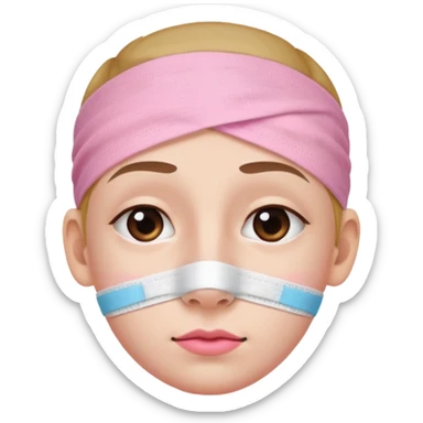 A small nose with a pink adhesive bandage on top sticker