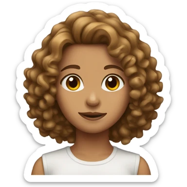 Girl with brown curly hair but tan sticker