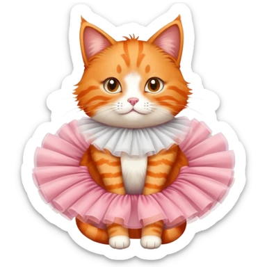 Orange cat wearing tutu  sticker