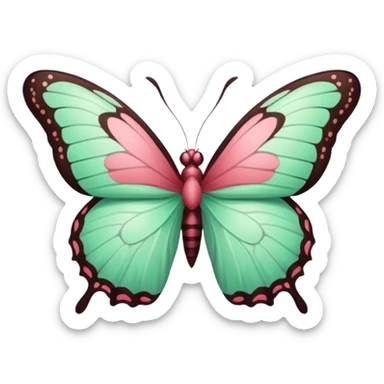 Beautiful mint green and warm rose butterfly with detailed wings sticker