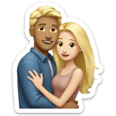 A blonde girl falling in love with a magnificent guy  sticker