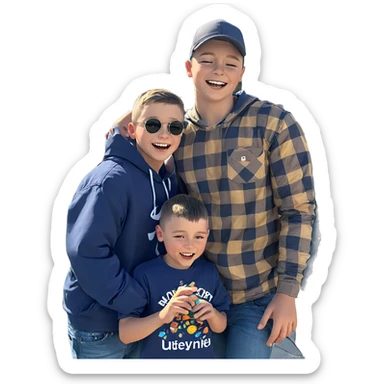 boys enjoying a sunny day sticker