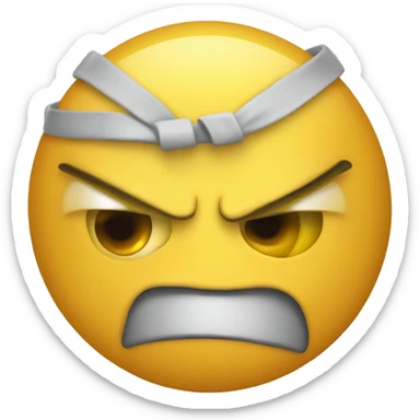 Angry yellow emoji face with eye black sticker