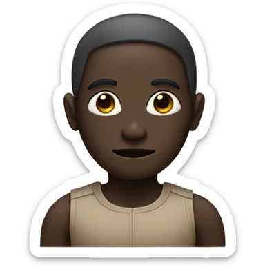 Person whos face is half droid half human with dark skin and a big nose sticker