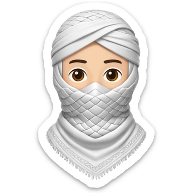 white shemagh neatly folded showing woven pattern no face minimalistic sticker