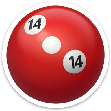 The number 14 on a red pool ball sticker