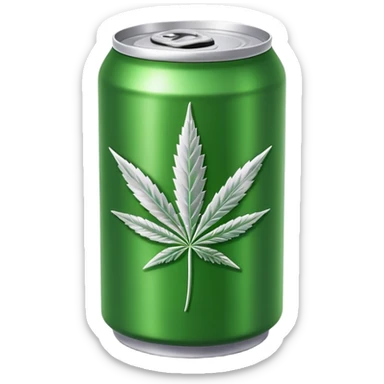 red soda can with a green cannabis leaf printed on it sticker