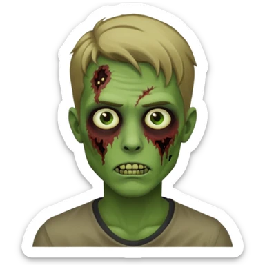 handsome aesthetic dark blonde hair zombie man with green skin sticker