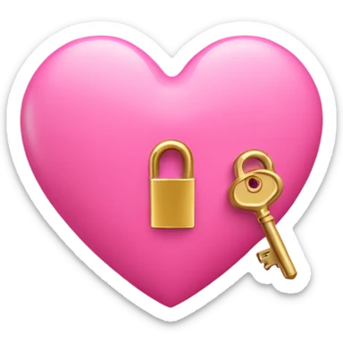 pink heart-shaped lock and key sticker