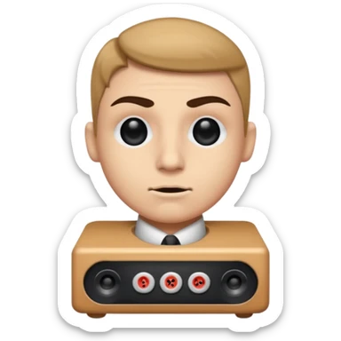 a speaker with eyes Black and buttons sticker