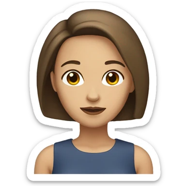 A woman with chin length straight brown hair with light skin  with brown eyes sticker