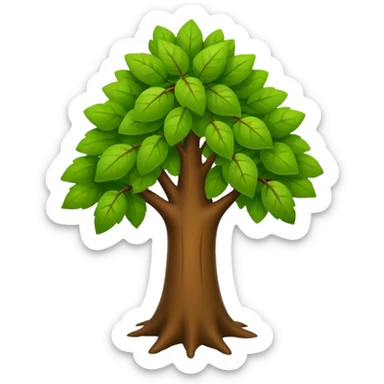 "iOS style tree emoji, green leaves with a brown trunk, smooth texture, no background" sticker
