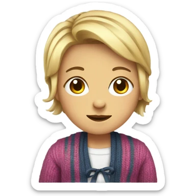 A feminine boy with a cardigan with ribbons sticker