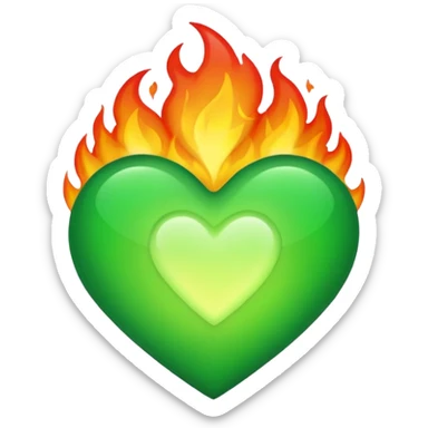 fire green heart emoji sticker
