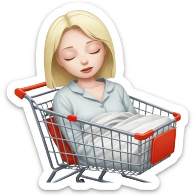 women dead with closed eyes in shopping cart   sticker
