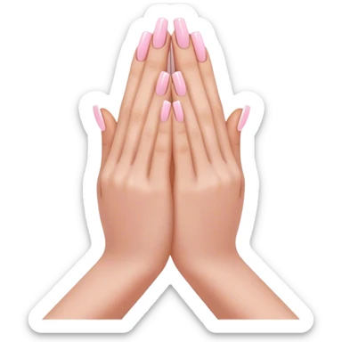 praying hands emoji with light pink acrylic nails sticker
