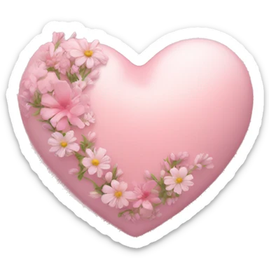 Delicate pink heart and flowers inside sticker