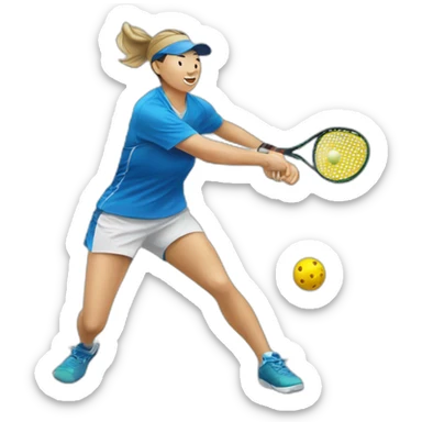 Chinese Pickleball player hitting a Pickleball sticker