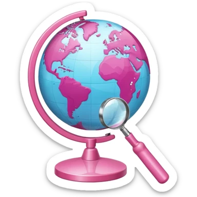 mix light pink dark pink and white girly globe with WWW in big letters under it and a small magnifying glass
It looks like an internet bar icon. sticker