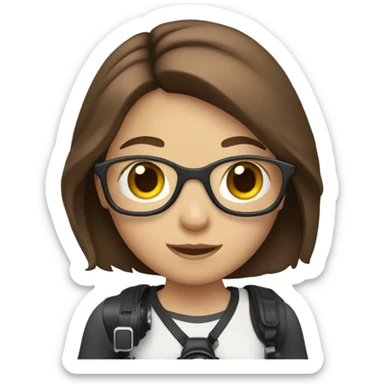 girl photographer with camera brown hair sticker