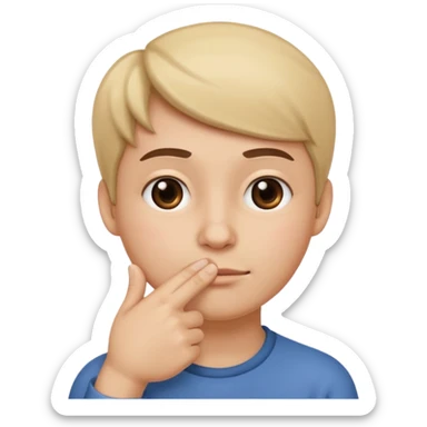 straight face with hand with thumb sticking left right under chin emoji sticker