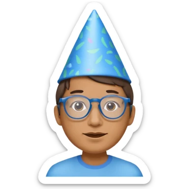 party blue hat bee with glasses sticker