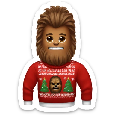 Chewbacca wearing hair rollers and wearing and Christmas sweater sticker