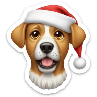 Dog wearing Santa Claus hat sticker