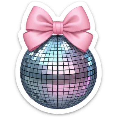 Disco ball with baby pink bow sticker
