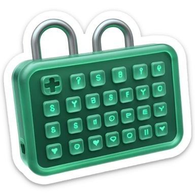 3D render of Swallowed Keys, X-Ray imaging aesthetic, translucent materials showing internal structure, stomach shape in greenish night-vision style with keys inside, medical scan style, emoji style, isolated on white background --v 6.0. sticker