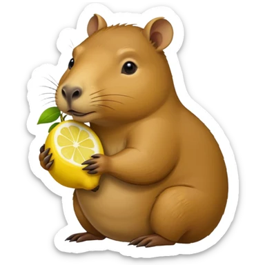 Capybara  holding  lemon sticker