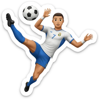 Ronaldo doing a bicycle kick with football sticker
