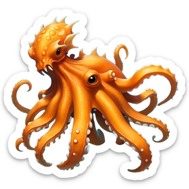 Create a hybrid creature with the agile tentacles and dragon-like features of the orange Dracquid, but with rocky, crystalline growths forming armored segments along its body and a powerful stone jaw like Boulderbite, resulting in a territorial sea guardian that ambushes prey by disguising itself as a coral reef formation before striking with surprising speed. full body, only the creature sticker