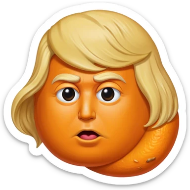 Piece of orange poop with Donald Trump hair and face super imposed on it sticker