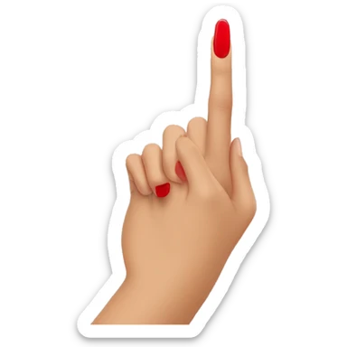 woman hand pointing right, red nail varnish sticker