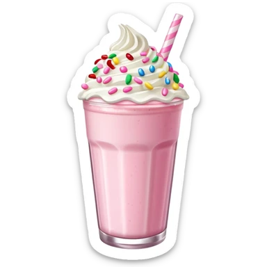 pink milkshake with whipped cream and sprinkles  sticker
