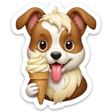 a dog eating ice cream  sticker