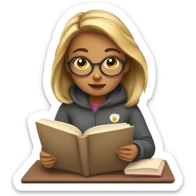 Cozy girl studying sticker