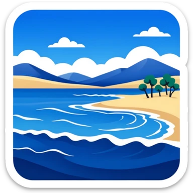 Matisse style BLUE abstract art landscape sticker