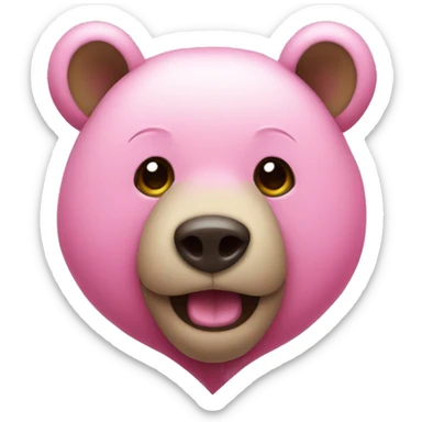 bear with pink heart in ear  sticker