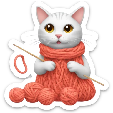 Cat knitting  sticker