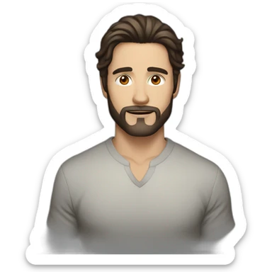 dark brown mid long hair beautiful white man without a beard sticker