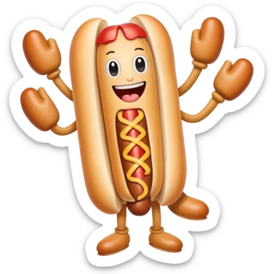 Hotdog with arms and legs  sticker