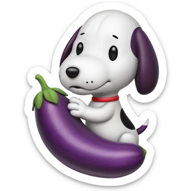 Black and white Snoopy with an eggplant sticker
