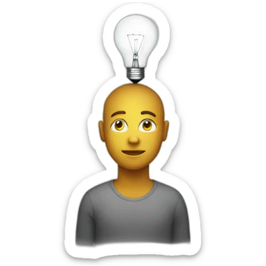 Person with an illuminated lightbulb above their head sticker