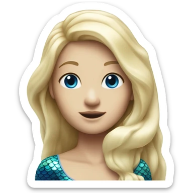 White skin blonde mermaid blue tail sticker