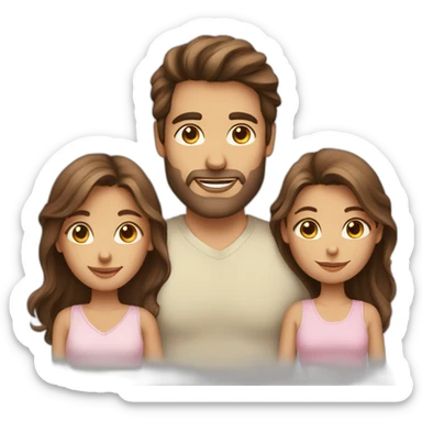 Brown hair man, long Brown hair woman, baby girl sticker