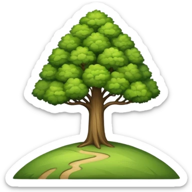 single tree standing tall on a hill, symbolizing autonomy sticker