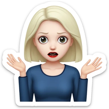 A realistic woman in horror, waist-length portrait sticker